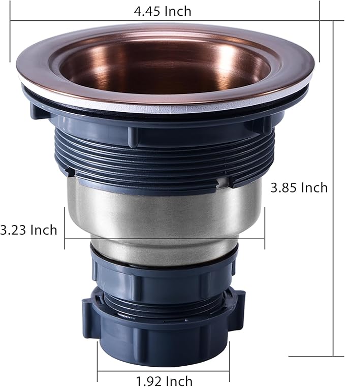 KONE 3/1-2 Inch Sink Drain Assembly Antique Copper Kitchen Sink Drain Kit Copper Stainless Steel Sink Basket Strainer Rubber Stopper