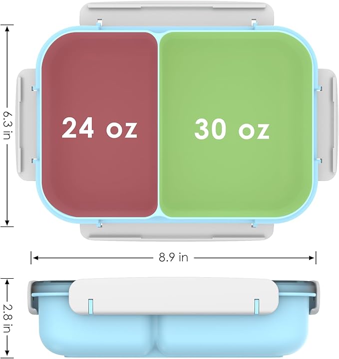 WHALEHOUSE Large Capacity Bento Lunch Box for Adult, 1600ML 2 Compartments Meal Prep Container with Utensil
