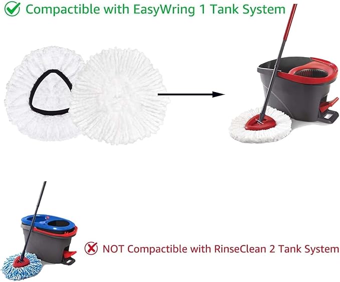 4 Pack Spin Mop Replacement Head Mop Refill Compatible with Oceda Triangle Swivel Mops Microfiber Swivel Mop Refill,Deep Clean,Machine Washable and Easy to Replace