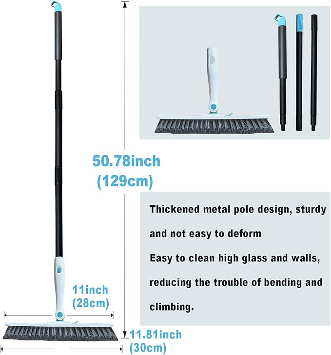 Grout Brush with Long Handle V Shape Floor Scrub Brush Stiff Bristle Grout Scrubber for Cleaning Bathroom Garage Kitchen Wall Tub Tile (1, White)