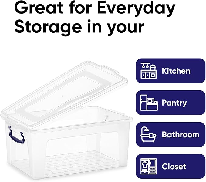 Storage Bins with Lids, Clear Plastic Containers for Organizing, 2 Pack, 28.5 Qt