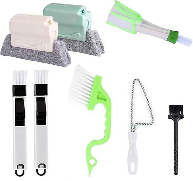 8 Pcs Hand-held Groove Gap Cleaning Tools,Door Window Track Cleaning Tools Groove Corner Crevice Cleaning Brushes for Sliding Door/Tile