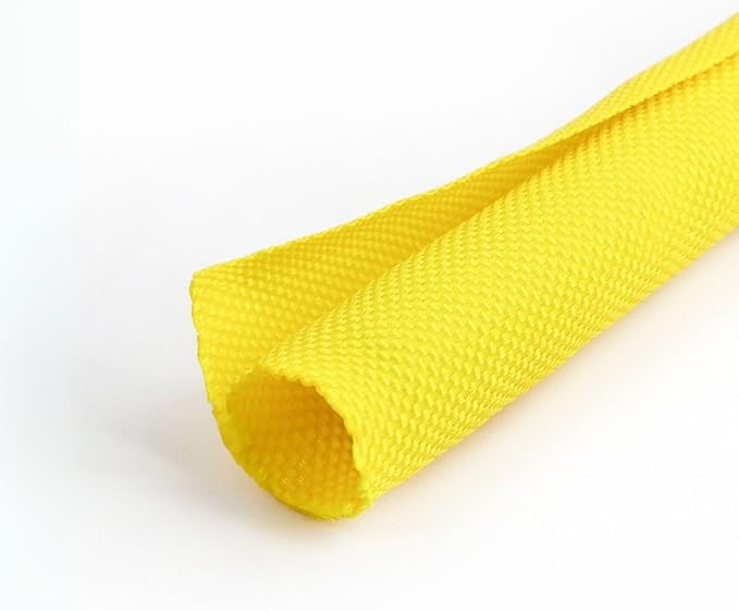 5/16 inch Split Braided Cable Management Sleeve for USB Cable Power Cord Audio Video Cable, Wire Loom Cord Protector from Cat Dog Chewing (Yellow, 25FT)