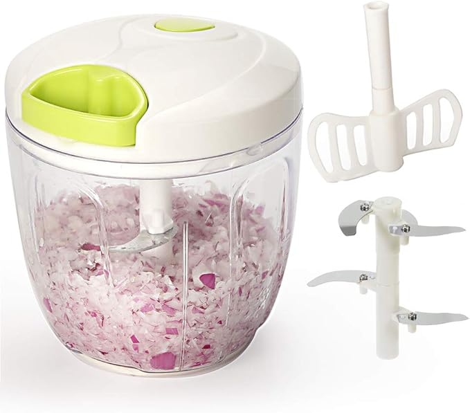 Manual Food Chopper Powerful Hand Held Chopper Mixer Processor to Chop Vegetables Fruits Nuts Onions Garlic Salad for Kitchen (3.5 cup) by Vinipiak