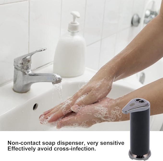 250ml Soap Dispenser, Automatic Soap Dispenser Touchless Touchless Hand Soap Dispenser for Home Bathroom Kitchen School Hotel (Black)