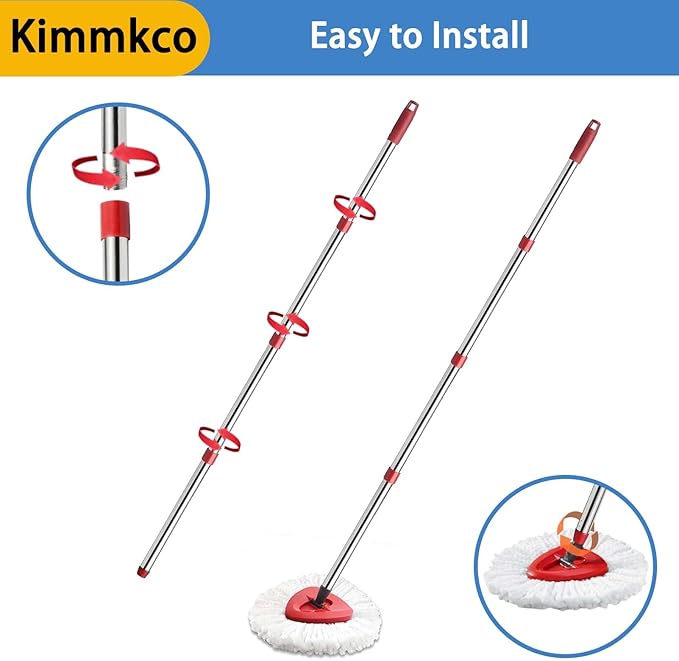 Spin Mop Replacement Handle, 4-Section 30-to-58 inch Mop Stick Replacement for Ocedar Mop Handle for Easy Wring and Rinse Clean, Germany Screw Joint (Mop Head&Base not Included)