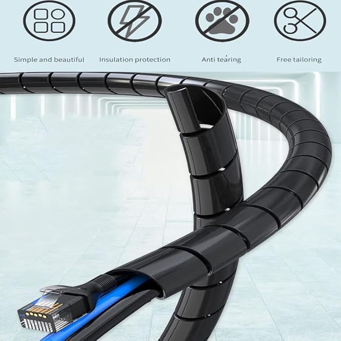 Spiral Cable Wrap Sleeve 1/2"(12mm) x 18 Ft Cord Organizer for Computer Wires, Electrical Cables, Home and Office Desk Management