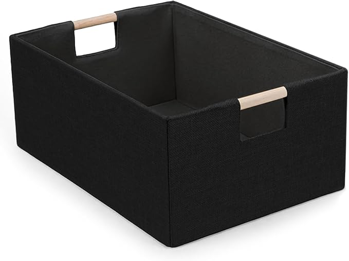 Foldable Fabric Storage Basket for Shelves, Blcak