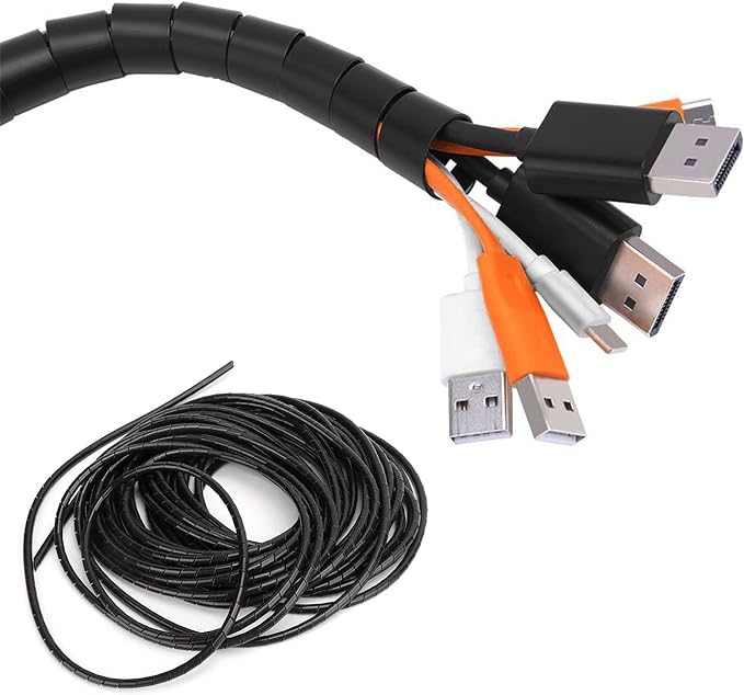 Spiral Cable Wrap - 9.8 Ft 5/8" Spiral Wire Wrap Cord Covers Bundle Sleeve Hose for Computer Electrical Wire Organizer (5/8 Inch-9.8Ft, Black)