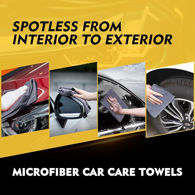 HOMEXCEL Grey Microfiber Cleaning Cloth 20 Pack 11.5 x 11.5 inch Microfiber Towels for Cars Ultra Absorbent Car Washing Cloth Lint Free Streak Free Cleaning Rags for Car Kitchen Window