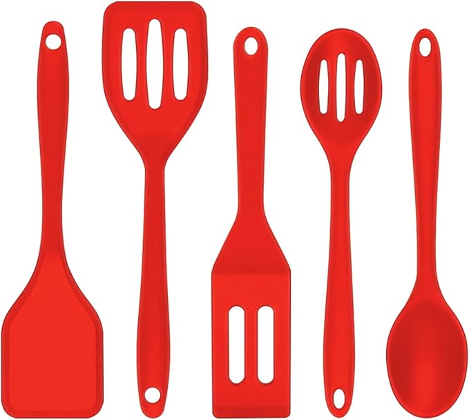 5PC Mini Spatula Silicone, Red Small Spatula Silicone, Small Brownie Spatula Easy to Clean, Small Spatulas for Kitchen Use