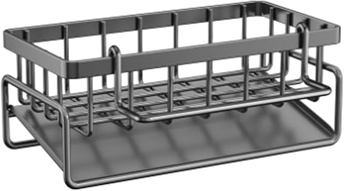 Kitchen Sink Sponge Holder, Rustproof 304 Stainless Steel Sink Caddy with Brush Holder,Kitchen Sink Organizer for Sponge,Dish Brush,Soap Dispenser,