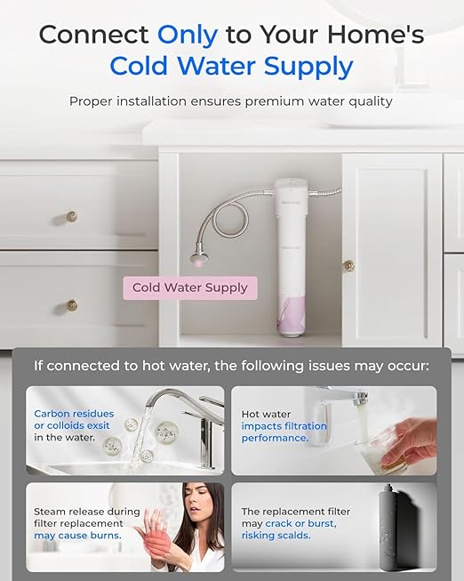 Waterdrop BFU1 Bathroom Sink Filter for Skincare, Strontium-enriched, Water Softner, Reduce 99.9% of Harmful Substance in Bathroom Sink Faucet