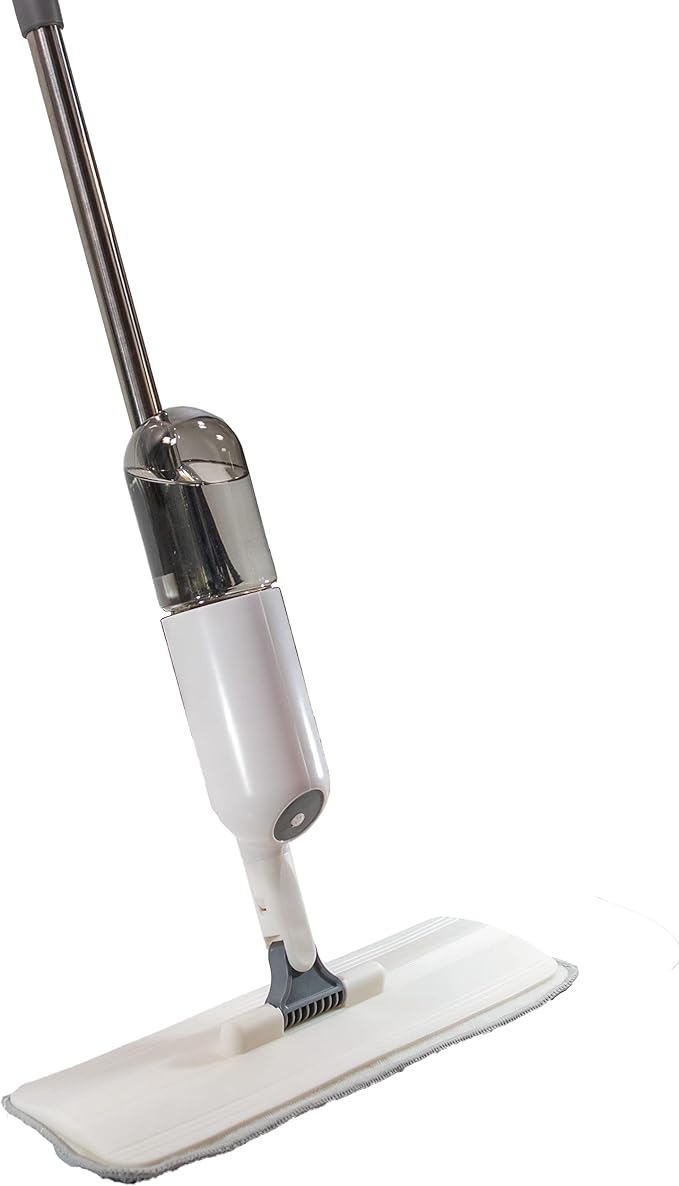 360 Microfiber Rotatable Spray Mop - Rotatable & Adjustable - Wet Or Dry Floor Cleaning - 410ML Water Tank Sprayer, 2 Microfiber Reusable Pads & Kitchen Scrubber