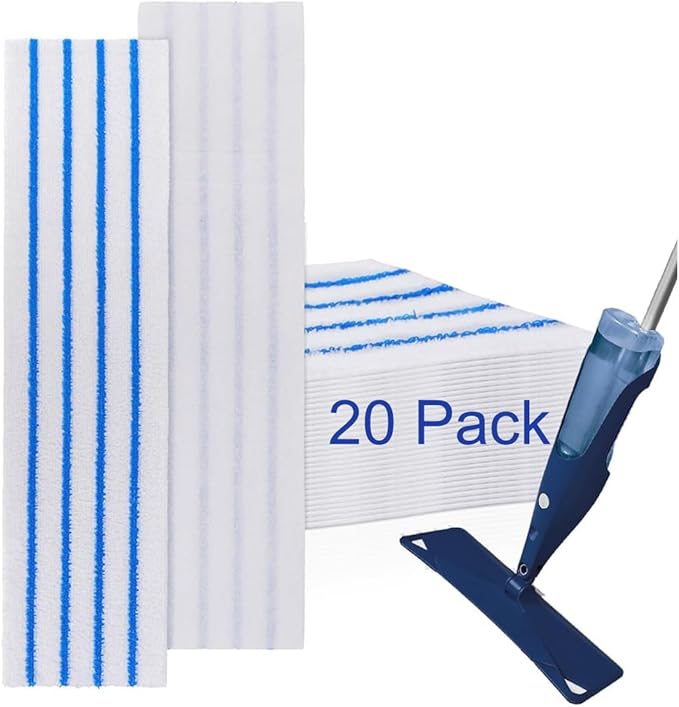 20 Pack Microfiber Disposable Mop Pads for Rubbermaid Quick Connect System Mop - Wet Dry Cleaning Replacement Mopping Pad for Bona,Turbo,Norwex and All 16 17 18'' Flat System Mop