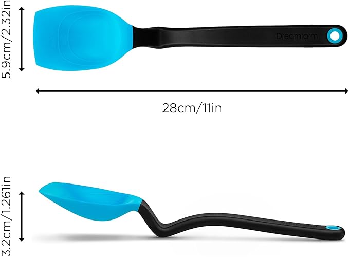 Dreamfarm Supoon Non-Stick Sit-Up Silicone Scraping, Serving, Cooking Spoon Measures 5ml Tsp & 15ml Tbsp - 11" Dreamfarm Blue