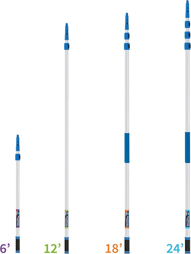 Unger Professional Connect & Clean 3’-6’ Aluminum Telescopic Extension Pole with Locking Cone & Quick-Flip Clamp