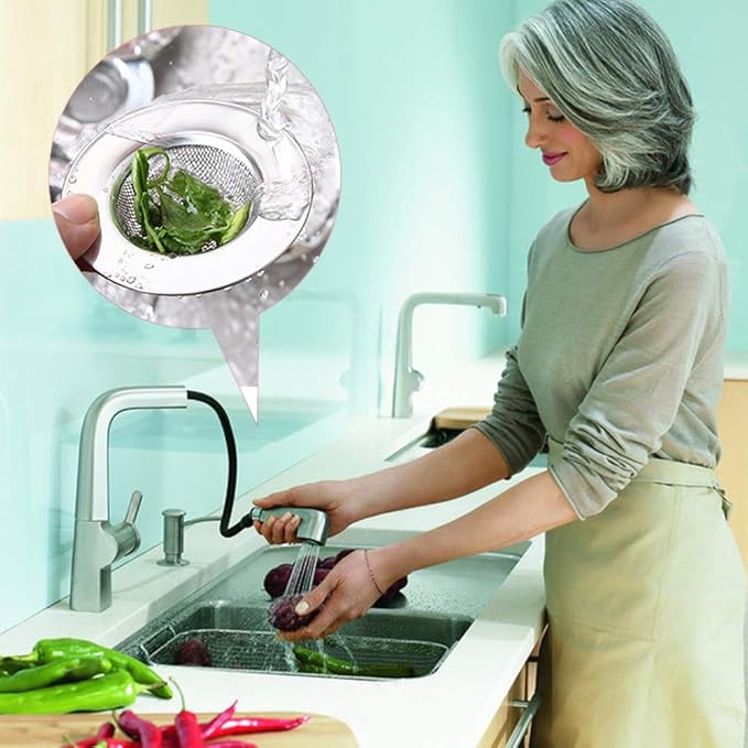 Kitchen Sink Strainer Stainless Steel Sink Strainer with Large Wide Rim 4.5" for Mesh Sink Strainer, Bathroom, Slop, Laundry, RV, Lavatory, Large