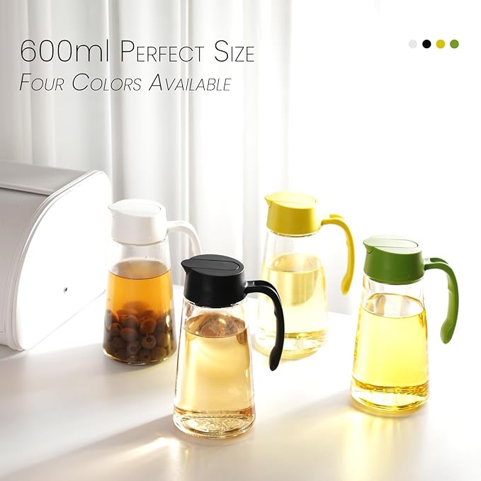 Mistifi 600ml Oil & Vinegar Dispenser Bottle, Glass Sprayer and Olive Oil Dispenser Bottle Set, Glass Oil Sprayer for Cooking, Air Fryer, Kitchen Oil Bottle Set (Oil spray set Black)