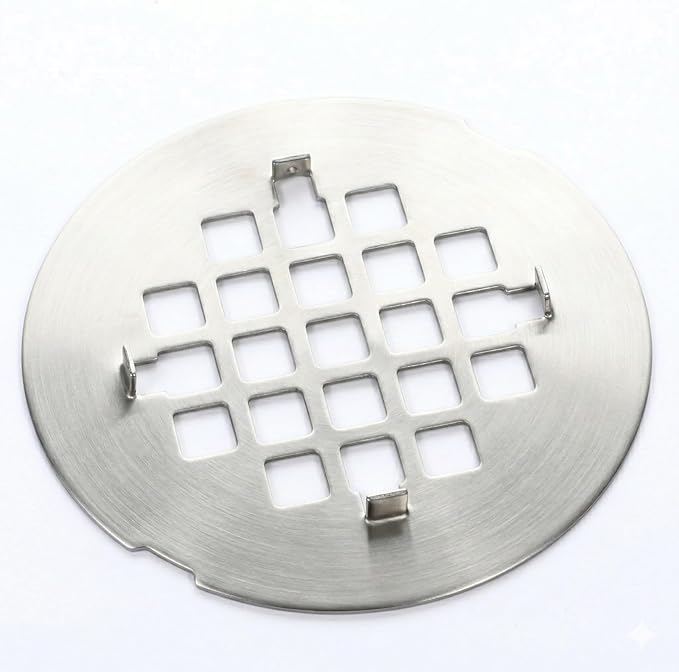 Shower Drain Cover, 4-1/4” Od Sliver Snap-in Shower Drain Strainer Round Showers Drains Showers Strainer Grid Easy-to-Install Bath Drains Cover Stainless Steel Replacement Floor Covers