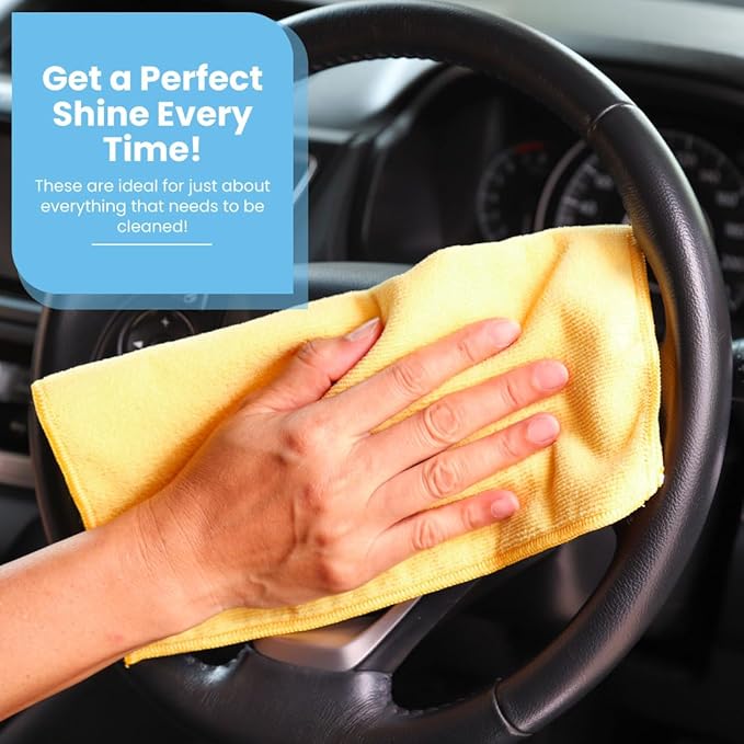 A&A Wiping Cloth- Microfiber Cleaning Towel, Super Absorbent Yellow Microfiber Towels, Perfect for House, Cars, Windows, Gym and Office, Yellow Microfiber 16x16 Towels, Pack of 180 Pieces