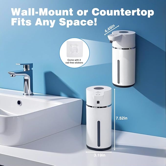 Touchless Automatic Soap Dispenser for Kitchen and Bathroom, Liquid Hand Soap Dispenser, Water-Resistant and Rechargeable, 14.2oz/420ml ，Intelligent Digital Display，4-Level Adjustable,Modern