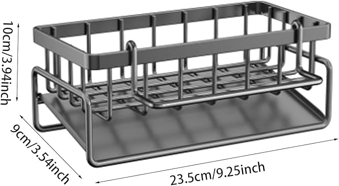 Kitchen Sink Sponge Holder, Rustproof 304 Stainless Steel Sink Caddy with Brush Holder,Kitchen Sink Organizer for Sponge,Dish Brush,Soap Dispenser,