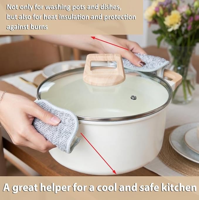 Double Side Non Scratch Wire Dishcloths,Reusable Wet and Dry Wire Dishwashing Rags for Kitchen,Sinks,Pots,Pans (10pcs)
