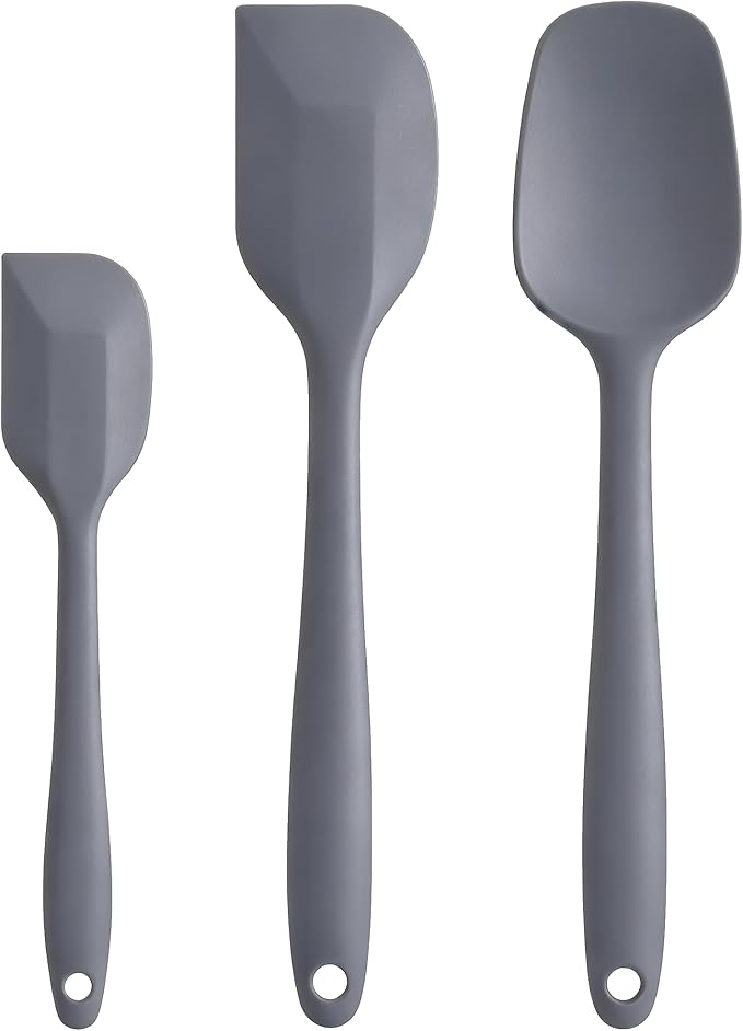 Silicone Spatula Set - Rubber Spatula - 600°F Heat Resistant Baking Spoon & Spatulas(Dark Grey)