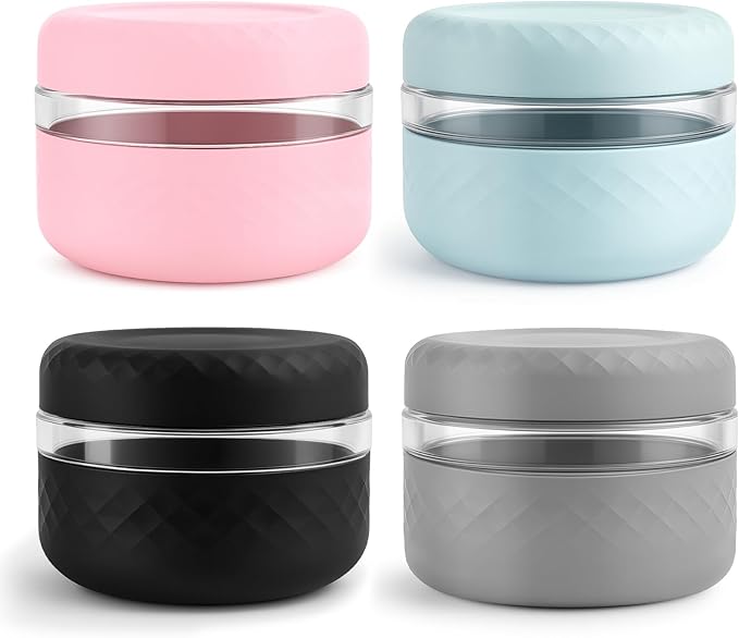 4 Pack 16 oz Glass Lunch Bowl Containers with Lids | Leak & Spill Proof, BPA-Free, Microwave & Dishwasher Safe