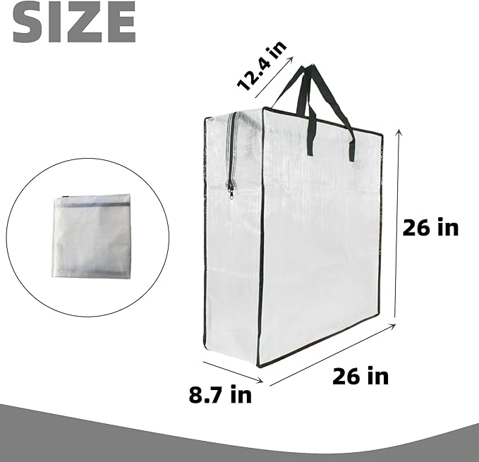 2 Pack Clear Storage Bags with Zipper and Handles