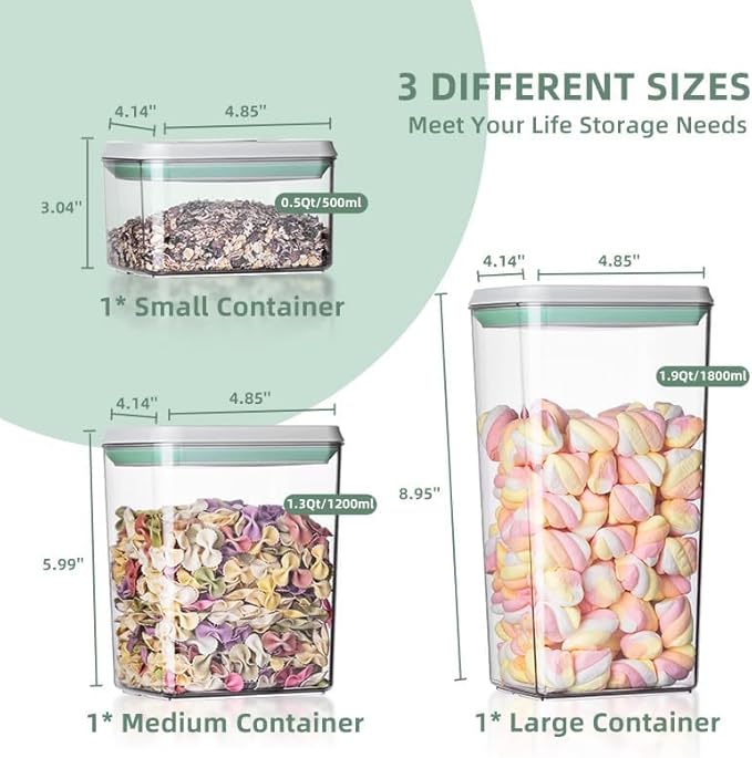 Pop Containers with Lids - Stackable Airtight Food Storage, Kitchen Pantry Storage Containers for Snacks Candy Salt Herbs Spices BPA-Free