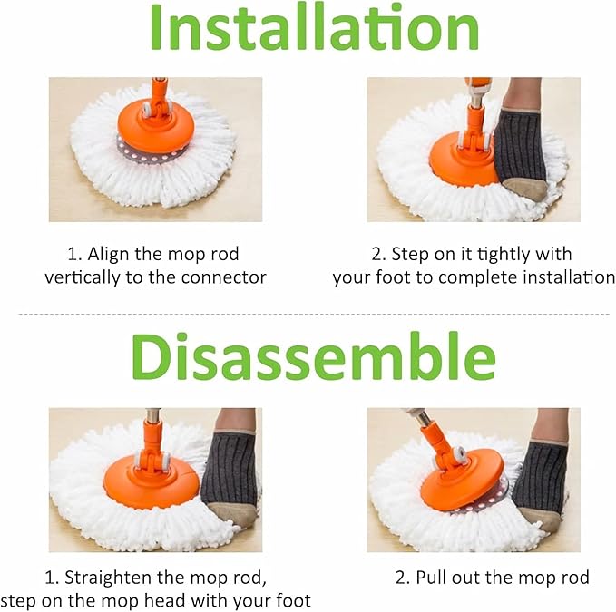 Mop Head for Hurricane Spin Mop Microfiber Mop Head Refills Round Mop Pads Mop Refill 5 Pack