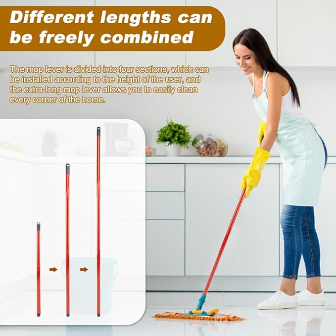 iayokocc Mop Handle Replacement Accessories for Vileda Spin Turbo/Turbo Smart/EasyWring Mop,4-Section Adjustable 28.5" to 54.5" Mops Pole,Easy Installation, Only Mops Handle are Included