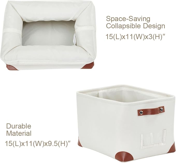 White Storage Bins Fabric Storage Baskets for Shelves & Linen Closet