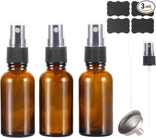 1 oz Amber Glass Spray Bottles,Small Empty Fine Mist Refillable Travel Spray Bottle for Cleaning,Perfume,Aromatherapy,Cosmetic Sprays,Hair