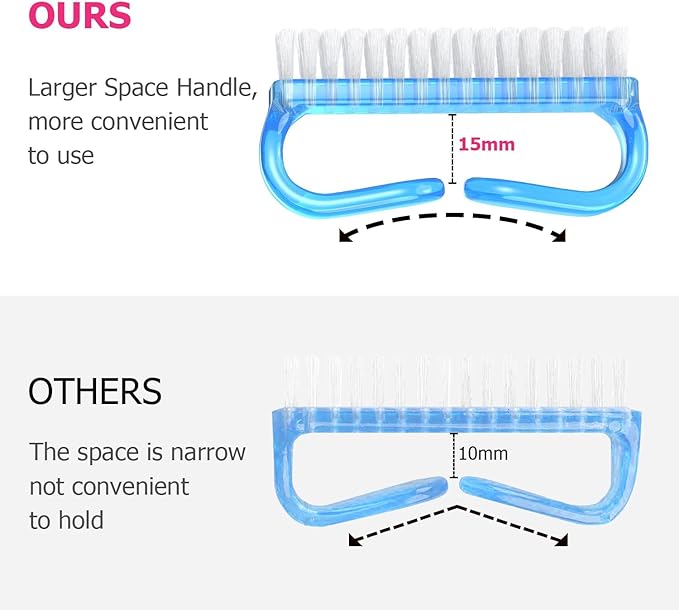 Larbois Handle Grip Nail Brush, Hand Fingernail Brush Cleaner Scrubbing Kit Pedicure for Toes and Nails Men Women (4 Pack) (Color-7)
