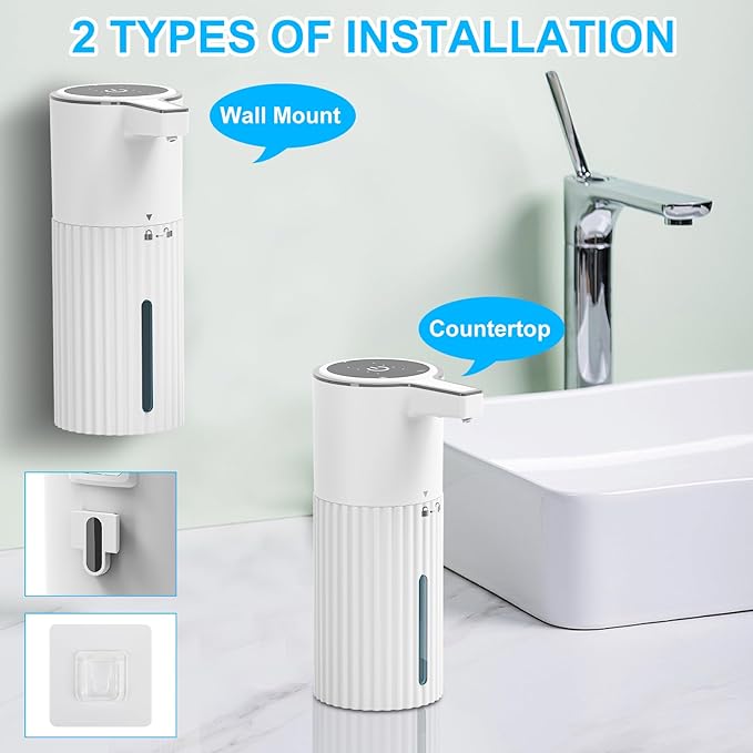 HOMELYLIFE Automatic Foam/Luquid Soap Dispenser, 13.53oz/400ml Touchless Dispenser w/ 4 Adjustable Levels, 1800mAh USB Rechargeable Smart Hand Free Dispenser for Bathroom,Kitchen,Office,Home (Liquid)