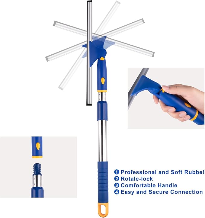 BITOPE 14" Shower Squeegee - 2 Refills, Cleaning Glass/Mirrors