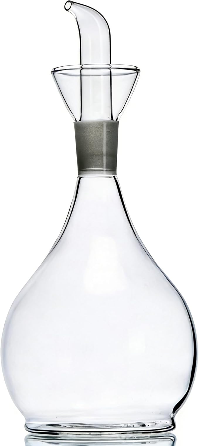 ELETON's Planet Pear Shape 14 ounces Clear Glass No Drip Oil Dispenser with Pourers and NO Funnel Needed - Oil Dispenser Bottle for Kitchen and BBQ