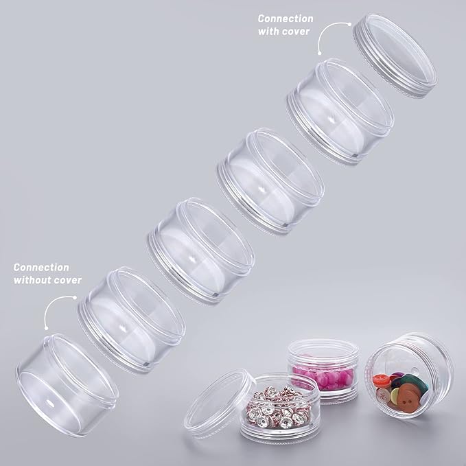 4 Set Stackable Cosmetic Containers with Screw Lids Plastic Sample Jars 30ml