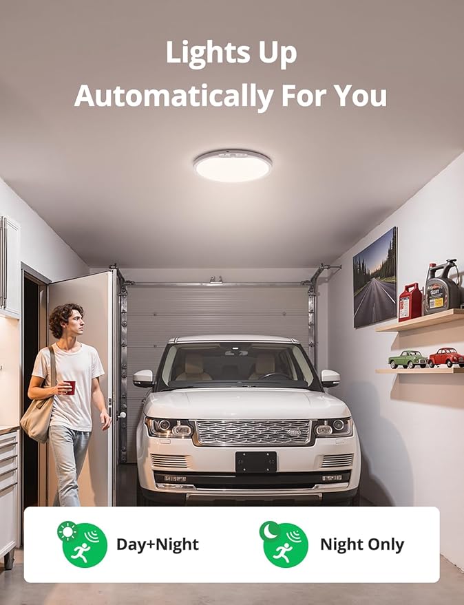 Bojim 10000mAh Battery Operated Ceiling Light with Remote, Rechargeable Wireless Waterproof Shower Light with RGB Backlight, 12 Inch Dimmable Hallway Lamp Motion Sensor for Room Closet Pantry Garage