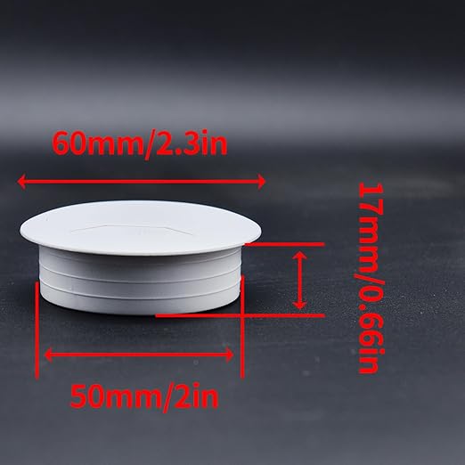 Surf turtle 2 Pack 2 Inch Desk Grommet, White Flexible Desk Hole Cover for Cable Management, Desktop Cord Grommet Organizer