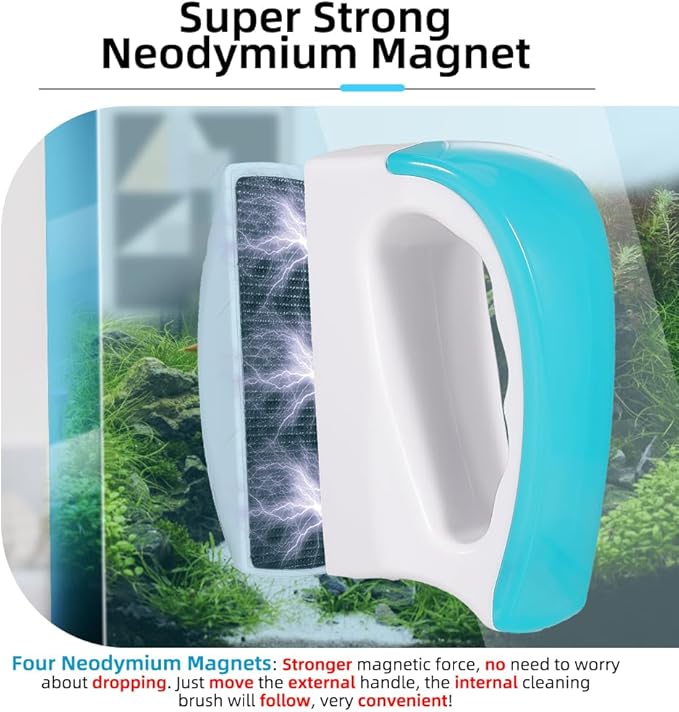 DaToo 2 Pieces Aquarium Magnetic Brush Glass Fish Tank Algae Scrapers Glass Cleaner Floating Scrubber Aquarium Clean Brush (Size L)