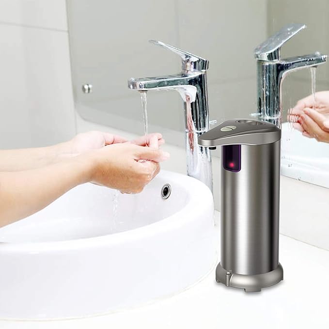 Infrared Automatic Soap Dispenser, Electric Soap Dispenser, Stainless Steel Touchless Auto Hand Soap Dispenser for Bathroom Kitchen Hotel Restaurant. 4 AAA Batteries (NOT Included).