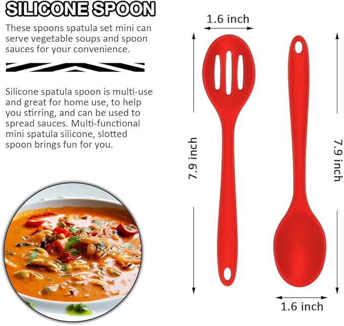 5PC Mini Spatula Silicone, Red Small Spatula Silicone, Small Brownie Spatula Easy to Clean, Small Spatulas for Kitchen Use
