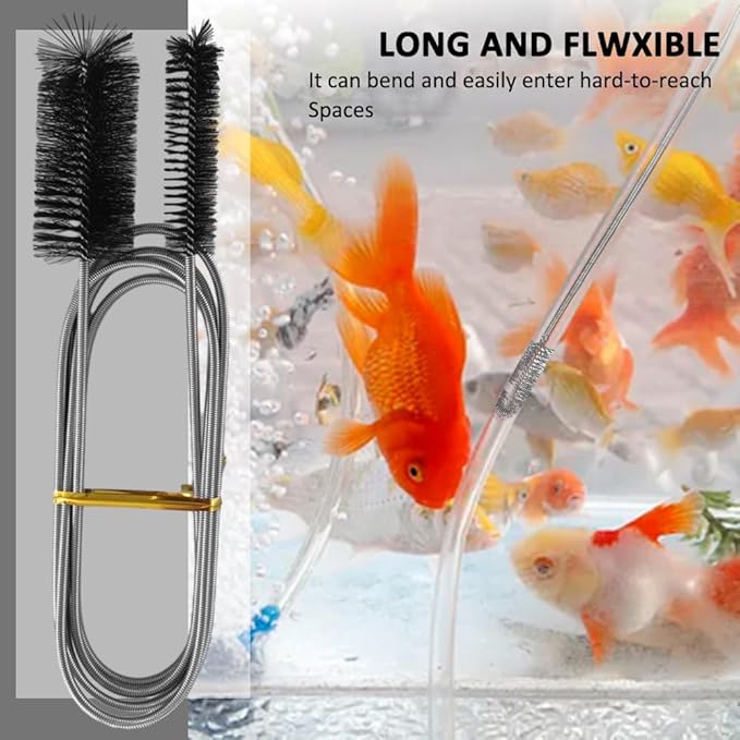 2pcs Flexible Long Drain Brush Set, Hose Pipe Stainless Steel Nylon Bristles Brushes with Dual Heads Tube Cleaner Brush for Kitchen, Sink, Drain Pipe