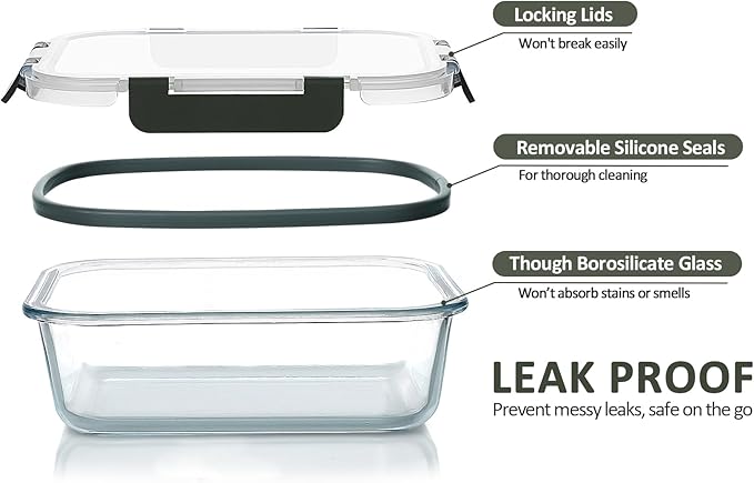 M MCIRCO [80 oz & 36 oz Extra Large Glass Food Storage/Baking Containers Set with Lids, 2 Pack 80 oz(10 cup)&2 Pack 36 oz