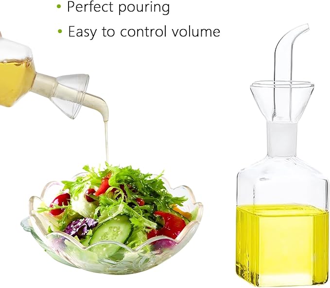 Olive Oil bottle, Olive Oil Dispenser, Olive Oil Vinegar Cruet, Cooking Wine Cotainer Salad Dressing Glass Oil Bottle, Vinaigrette Oil Dispenser for Kitchen or BBQ(4.2oz)
