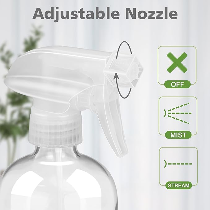 Rionisor Glass Spray Bottles with Silicone Sleeve Protection, Empty 16 oz Refillable Containers, Reusable Spray Bottles with Adjustable Nozzle for Hair, Cleaning Solutions, Essential Oils 1 Pack Grey